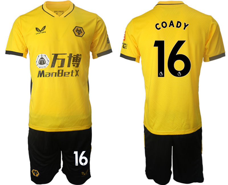 Cheap Men 2021-2022 Club Wolverhampton Wanderers home yellow 16 Soccer Jersey